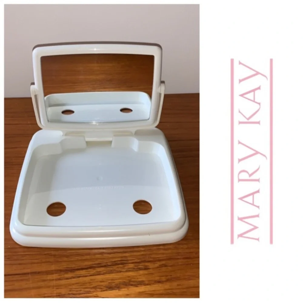 Mary Kay white tray/stand and compact mirror.